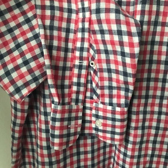 Bonobos Irish Linen Slim Fit Red Blue Shirt Medium - Picture 5 of 6